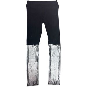 Discontinued brand Babooshka Boutique black & silver metallic leggings no sz tag